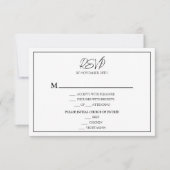 シンプルミニマル結婚リストのメニューRSVP応答カード 出欠カード (正面)