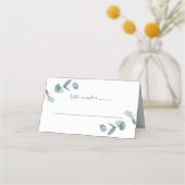 シンプルミニマル結婚主義ユーカリ表番号 プレイスカード (正面)