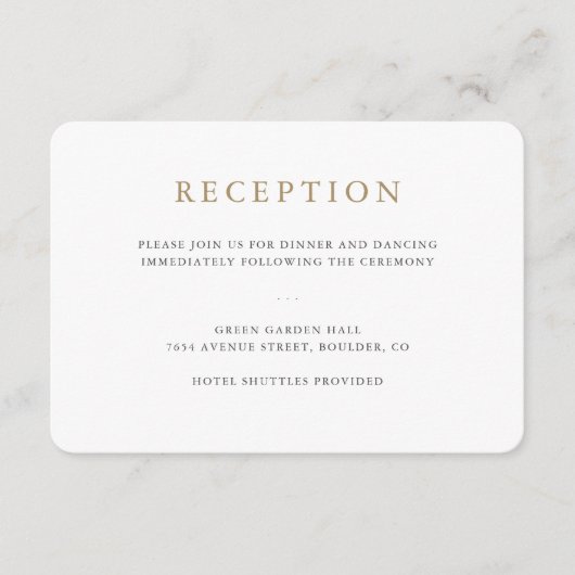 シンプルミニマル結婚式レセプションカード エンクロージャーカード (正面)