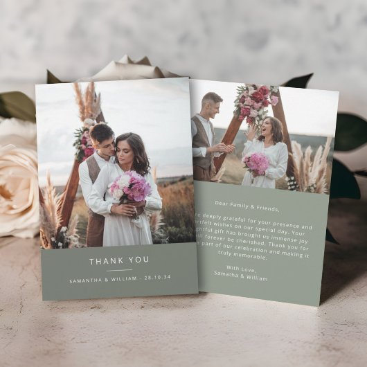 シンプルミニマル結婚感謝してい2写真 サンキューカード