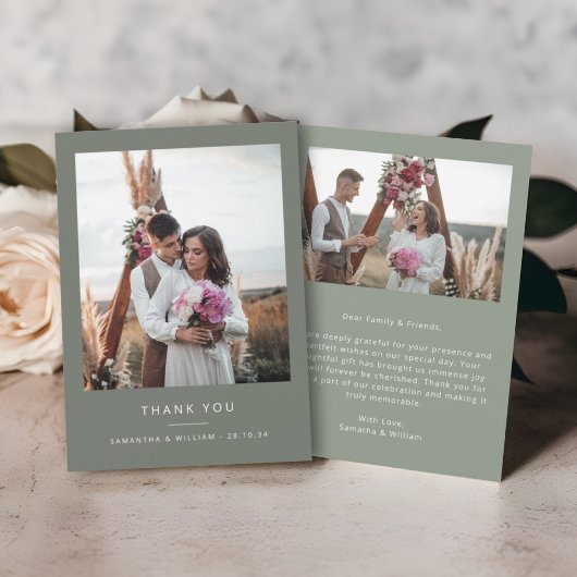 シンプルミニマル結婚感謝してい2写真 サンキューカード