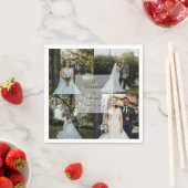 シンプルミニマル結婚者夫婦の写真コラージュ スタンダードカクテルナプキン (インサイチュ)