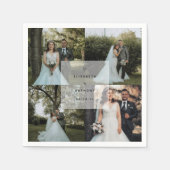 シンプルミニマル結婚者夫婦の写真コラージュ スタンダードカクテルナプキン (正面)