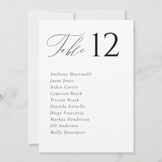 シンプルミニマル結婚表の座席表カード 招待状 (裏面)