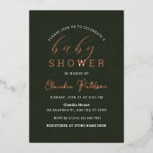 シンプルミニマル緑オエレガントレンジベイビーシャワー 箔招待状 (正面)