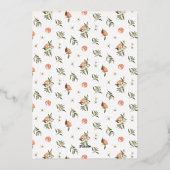 シンプルミニマル緑オエレガントレンジベイビーシャワー 箔招待状 (裏面)