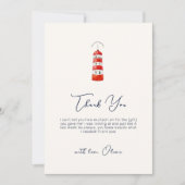 シンプルミニマル航海のリストライトハウスベビーシャワー サンキューカード (正面)