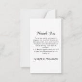 シンプルミニマル記念写真葬式 ノートカード (裏面)