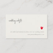 シンプルミニマル赤いハートス結婚クリプトのWebサイト エンクロージャーカード (裏面)