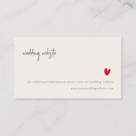 シンプルミニマル赤いハートス結婚クリプトのWebサイト エンクロージャーカード (裏面)