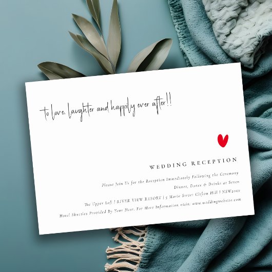 シンプルミニマル赤いハート台本ウェディング受付 エンクロージャーカード