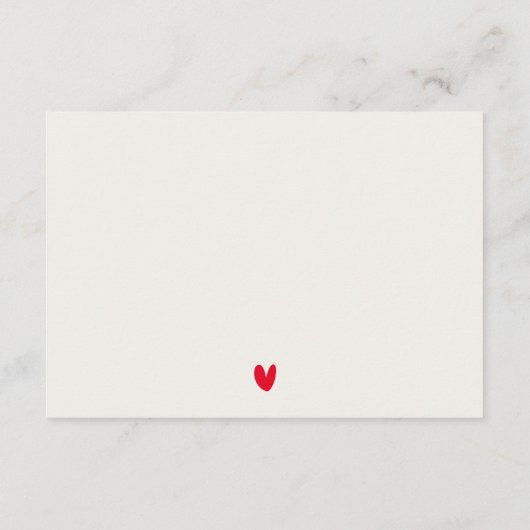 シンプルミニマル赤いハート台本ウェディング受付 エンクロージャーカード (裏面)