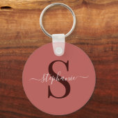 シンプルミニマル赤モノグラムイニシャル名 キーホルダー (正面)