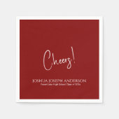 シンプルミニマル赤卒業パーティー スタンダードカクテルナプキン (正面)