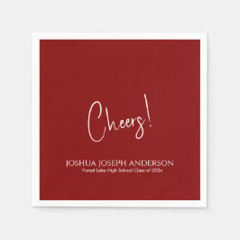 シンプルミニマル赤卒業パーティー スタンダードカクテルナプキン