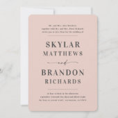 シンプルミニマル赤面ピンクセフォーマルミ結婚ス 招待状 (正面)