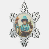 シンプルミニマル追加フォト文字 スノーフレークピューターオーナメント (右)