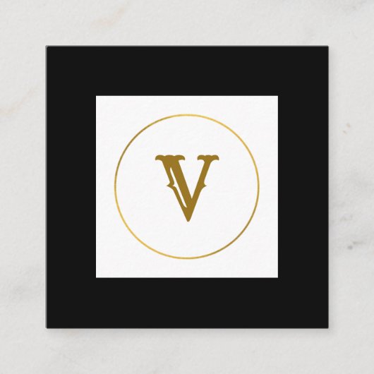 シンプルミニマル金ゴールドモノグラムモダンc スクエア名刺 (正面)