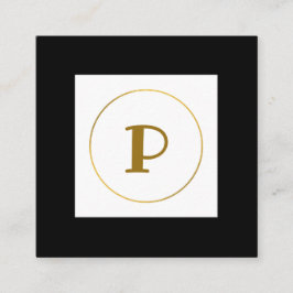 シンプルミニマル金ゴールドモノグラムモダンc スクエア名刺