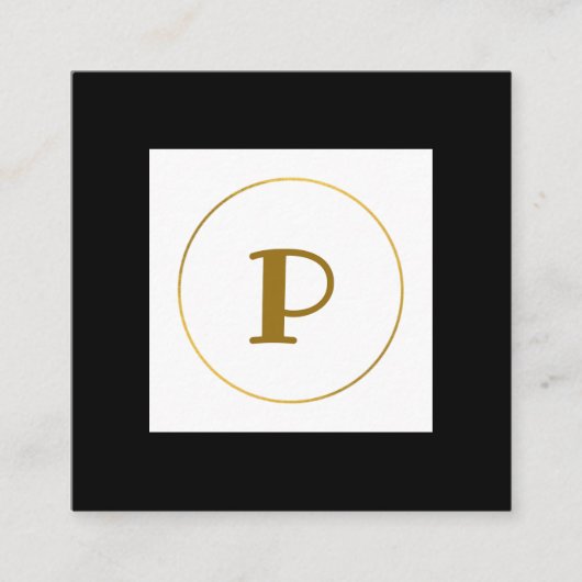 シンプルミニマル金ゴールドモノグラムモダンc スクエア名刺 (正面)