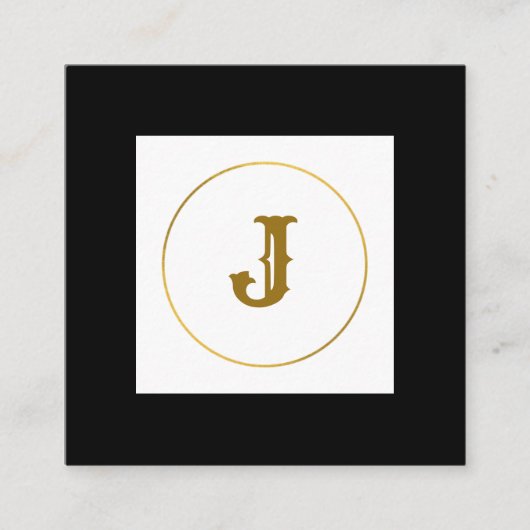 シンプルミニマル金ゴールドモノグラムモダンc スクエア名刺 (正面)