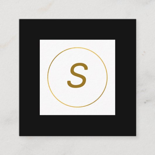 シンプルミニマル金ゴールドモノグラムモダンc スクエア名刺 (正面)