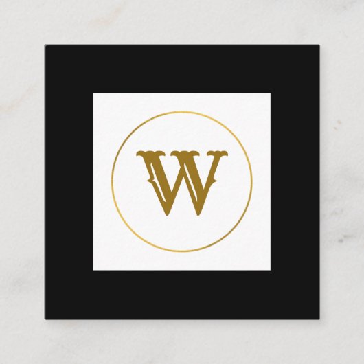 シンプルミニマル金ゴールドモノグラムモダンc スクエア名刺 (正面)