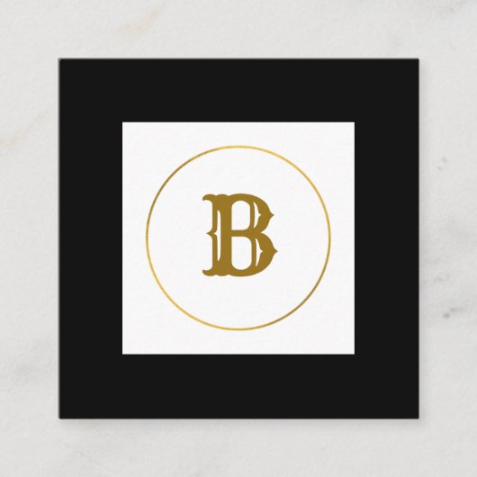 シンプルミニマル金ゴールドモノグラムモダンc スクエア名刺 (正面)