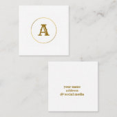 シンプルミニマル金ゴールドモノグラムモダンc スクエア名刺 (正面/裏面)