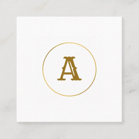 シンプルミニマル金ゴールドモノグラムモダンc スクエア名刺 (正面)