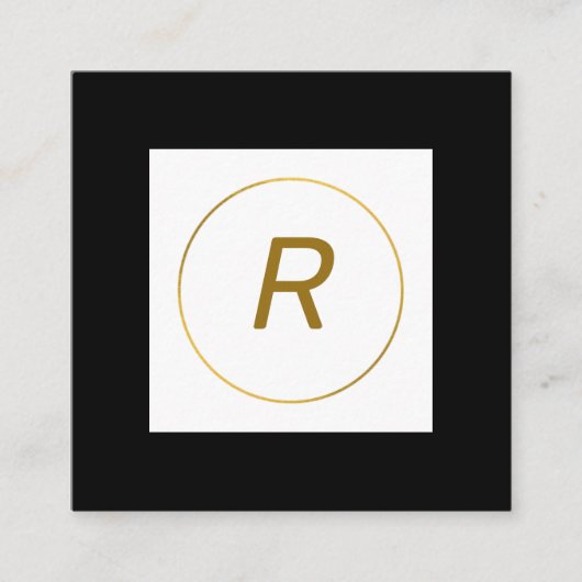 シンプルミニマル金ゴールドモノグラムモダンc スクエア名刺 (正面)