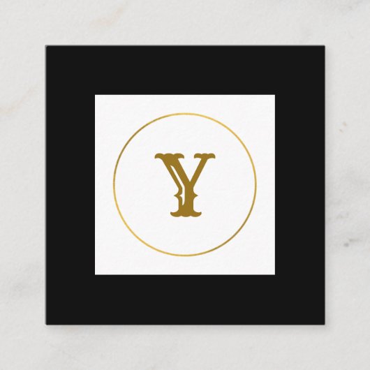 シンプルミニマル金ゴールドモノグラムモダンc スクエア名刺 (正面)