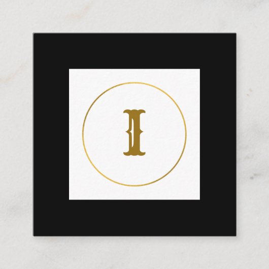 シンプルミニマル金ゴールドモノグラムモダンc スクエア名刺 (正面)