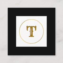 シンプルミニマル金ゴールドモノグラムモダンc スクエア名刺