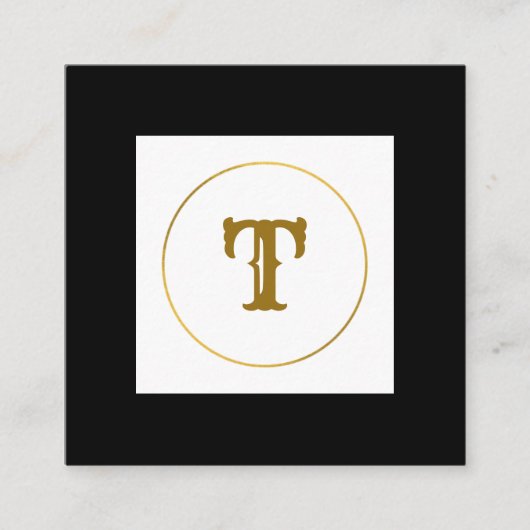 シンプルミニマル金ゴールドモノグラムモダンc スクエア名刺 (正面)