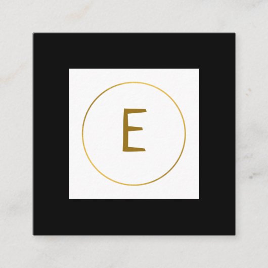 シンプルミニマル金ゴールドモノグラムモダンc スクエア名刺 (正面)
