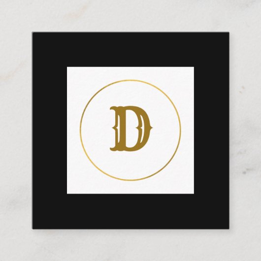 シンプルミニマル金ゴールドモノグラムモダンc スクエア名刺 (正面)