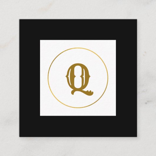 シンプルミニマル金ゴールドモノグラムモダンc スクエア名刺 (正面)