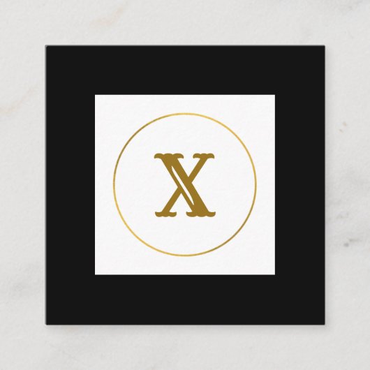 シンプルミニマル金ゴールドモノグラムモダンc スクエア名刺 (正面)