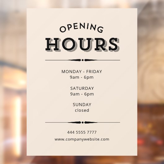 シンプルミニマル開幕時間ブラックオンベージュ ウィンドウサイン (シート2)