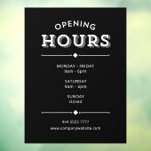 シンプルミニマル開館時間ホワイトオンブラック ウィンドウサイン (シート3)