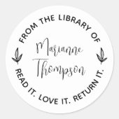 シンプルミニマル離れリストScript Round Library ラウンドシール (正面)