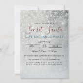 シンプルミニマル雪片シークレットサンタパーティー 招待状 (正面)