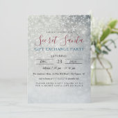 シンプルミニマル雪片シークレットサンタパーティー 招待状 (スタンド正面)