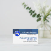 シンプルミニマル青い水線配管 名刺 (スタンド正面)