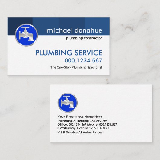 シンプルミニマル青い水線配管 名刺 (正面/裏面)