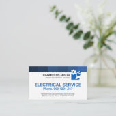 シンプルミニマル青ストライプ電気 名刺 (スタンド正面)