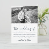 シンプルミニマル青結婚写真 招待状 (スタンド正面)