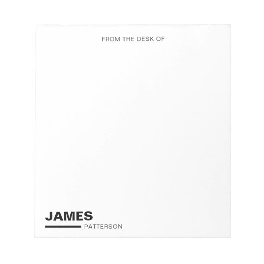 シンプルミニマル黒ネームはっきりしたシック ノートパッド (正面)