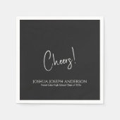 シンプルミニマル黒卒業パーティー スタンダードカクテルナプキン (正面)